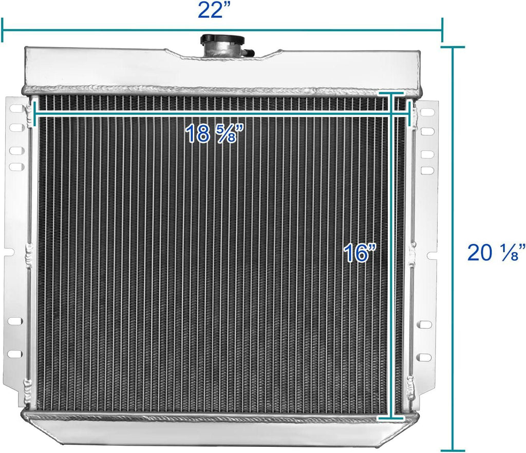 3 Core Manual Transmission 20" Driver/Left Side Radiator Compatible with Ford Mustang/Falcon V8 1969-1970