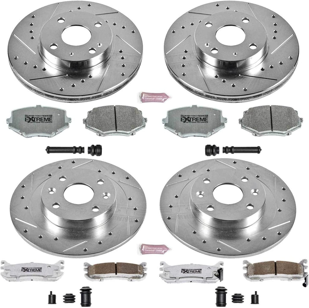 K794-26 Front and Rear Z26 Carbon Fiber Brake Pads with Drilled & Slotted Brake Rotors Kit