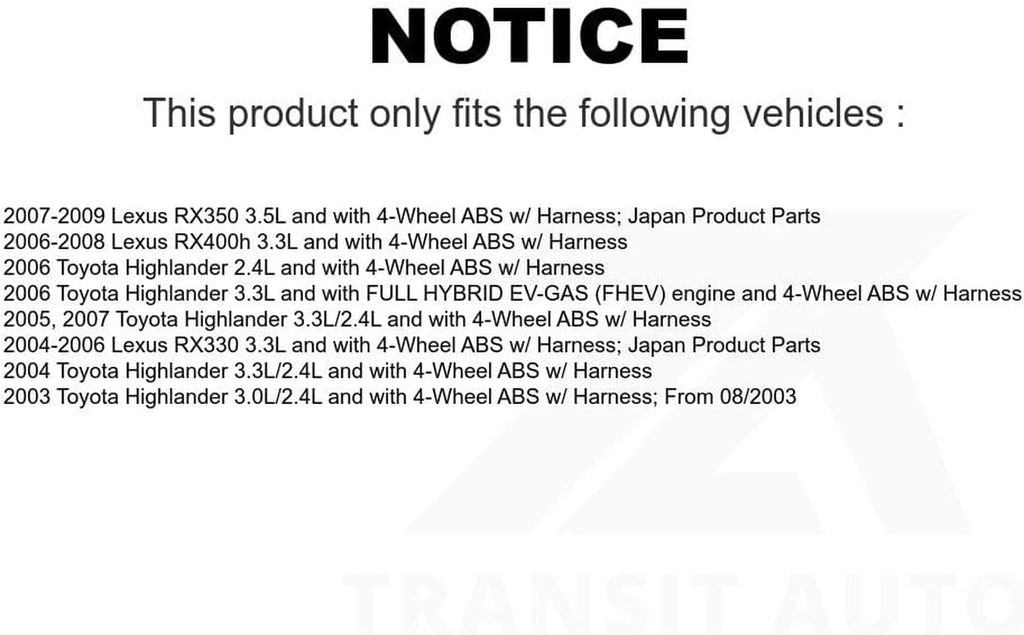 Mpulse Front Right ABS Wheel Speed Sensor SEN-2ABS1301 for Toyota Highlander Lexus RX350 RX330 Rx400H