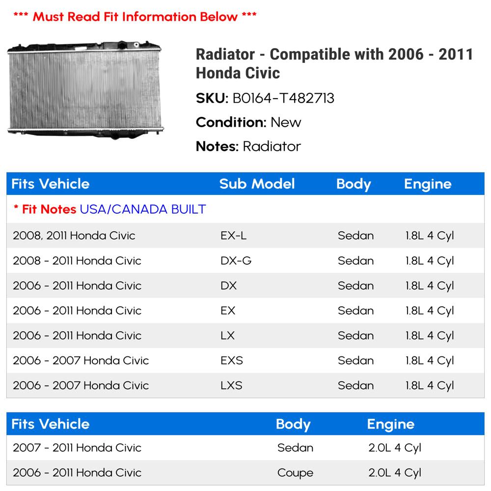 Radiator - Compatible with 2006 - 2011 Honda Civic 2007 2008 2009 2010