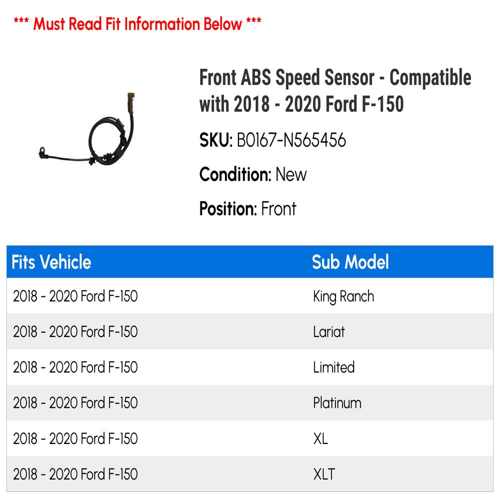 Front ABS Speed Sensor - Compatible with 2018 - 2020 Ford F-150 2019