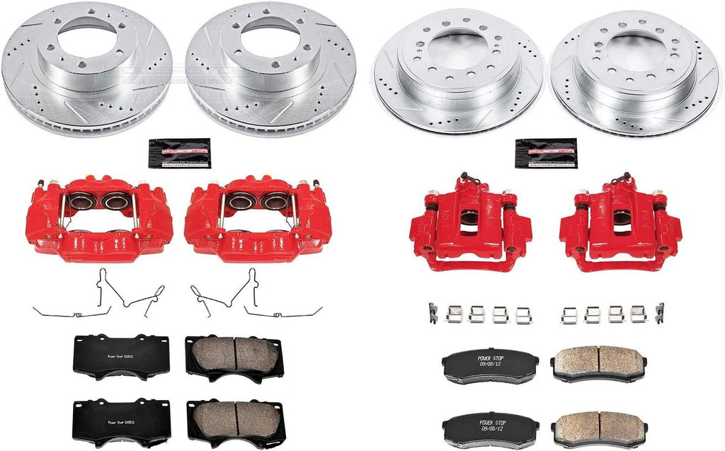 Power Stop KC5805 Z23 Evolution Sport Front & Rear Caliper Brake Kit- Brake Rotor, Carbon-Fiber Ceramic Brake Pads and Brake Caliper