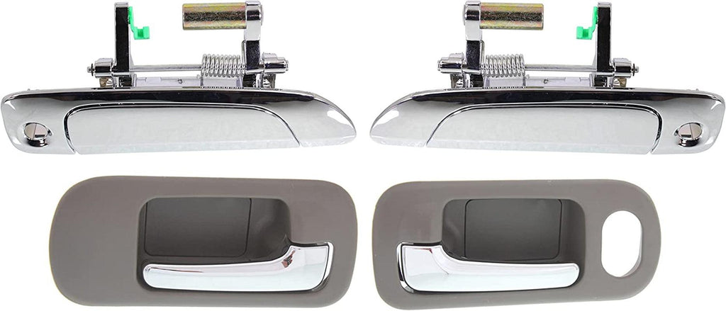 Front, Driver and Passenger Side Exterior Door Handle Set of 4 Compatible with 2001-2005 Honda Civic