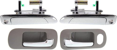 Front, Driver and Passenger Side Exterior Door Handle Set of 4 Compatible with 2001-2005 Honda Civic