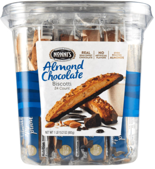 Nonnis Almond Chocolate Biscotti, 1.3 Ounce (24 Count)