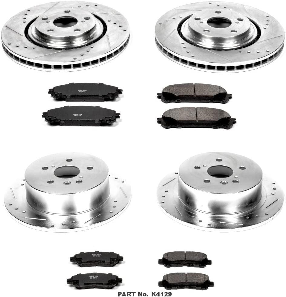 K4129 Front and Rear Z23 Carbon Fiber Brake Pads with Drilled & Slotted Brake Rotors Kit