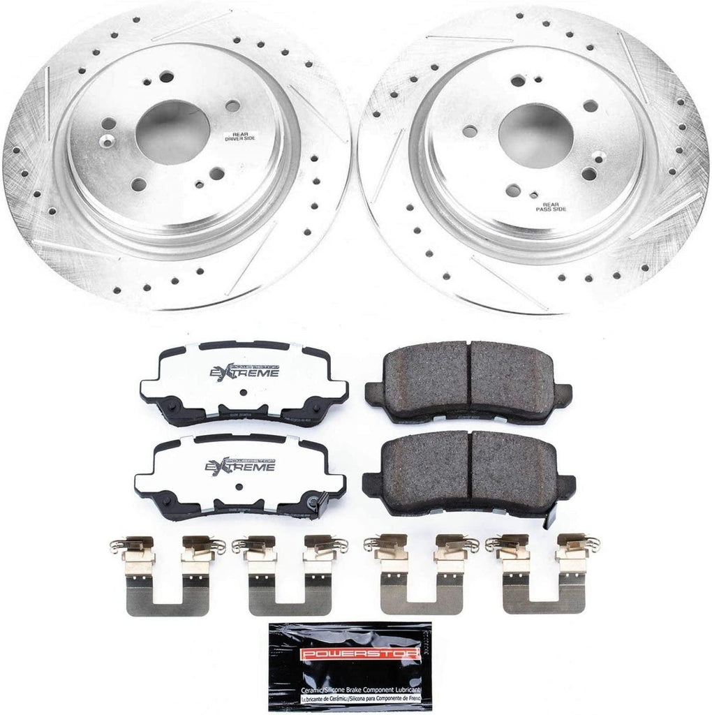 K7216-26 Rear Z26 Carbon Fiber Brake Pads with Drilled & Slotted Brake Rotors Kit