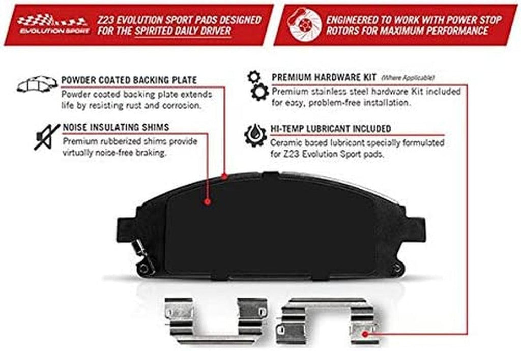 K098 Rear Z23 Carbon Fiber Brake Pads with Drilled & Slotted Brake Rotors Kit