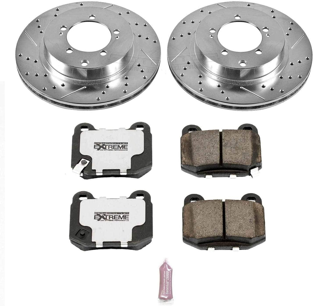 K156-26 Rear Z26 Carbon Fiber Brake Pads with Drilled & Slotted Brake Rotors Kit