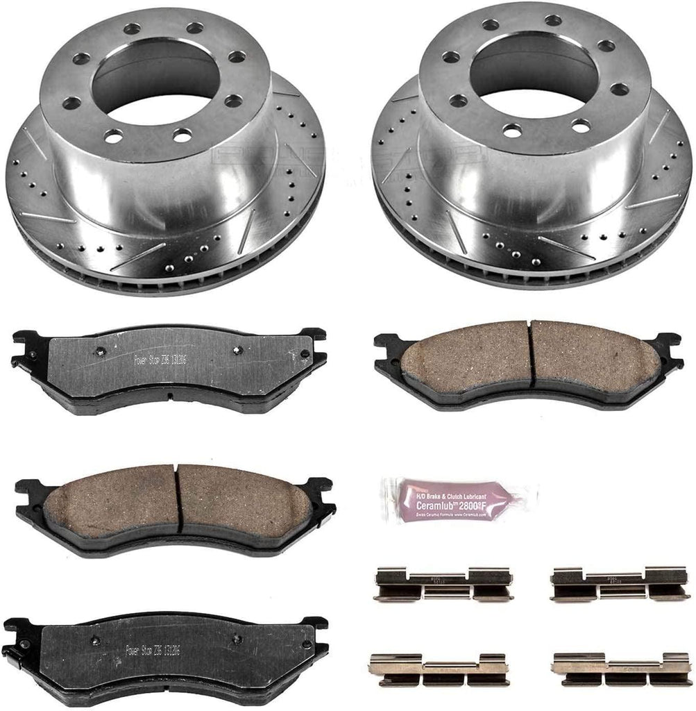 Power Stop K5489-36 Rear Z36 Truck & Tow Brake Kit, Carbon Fiber Ceramic Brake Pads and Drilled/Slotted Brake Rotors