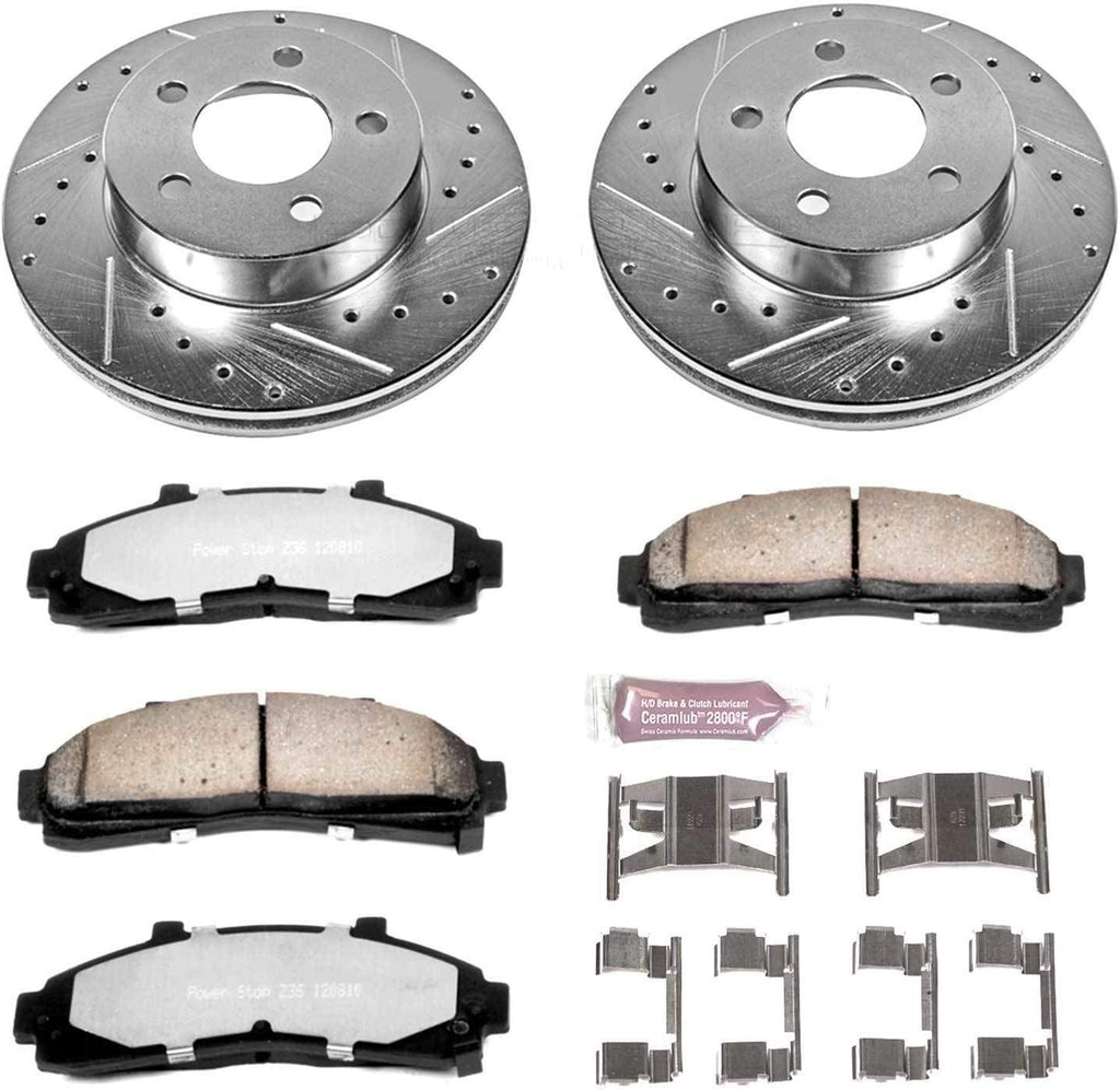 Power Stop K1860-36 Front Z36 Truck & Tow Brake Kit, Carbon Fiber Ceramic Brake Pads and Drilled/Slotted Brake Rotors