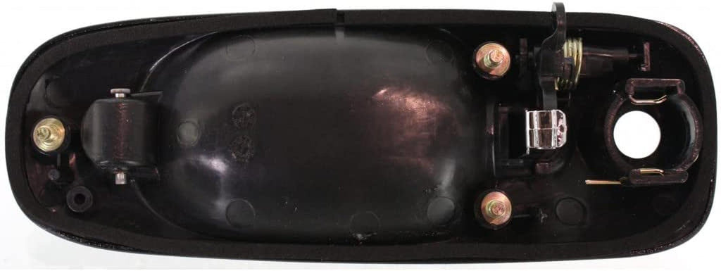 Compatible with Dodge Caravan Exterior Door Handle 2001-2007 Passenger Side Front, Smooth Black Bezel with Chrome Lever | with Key Hole | Trim: All Submodels