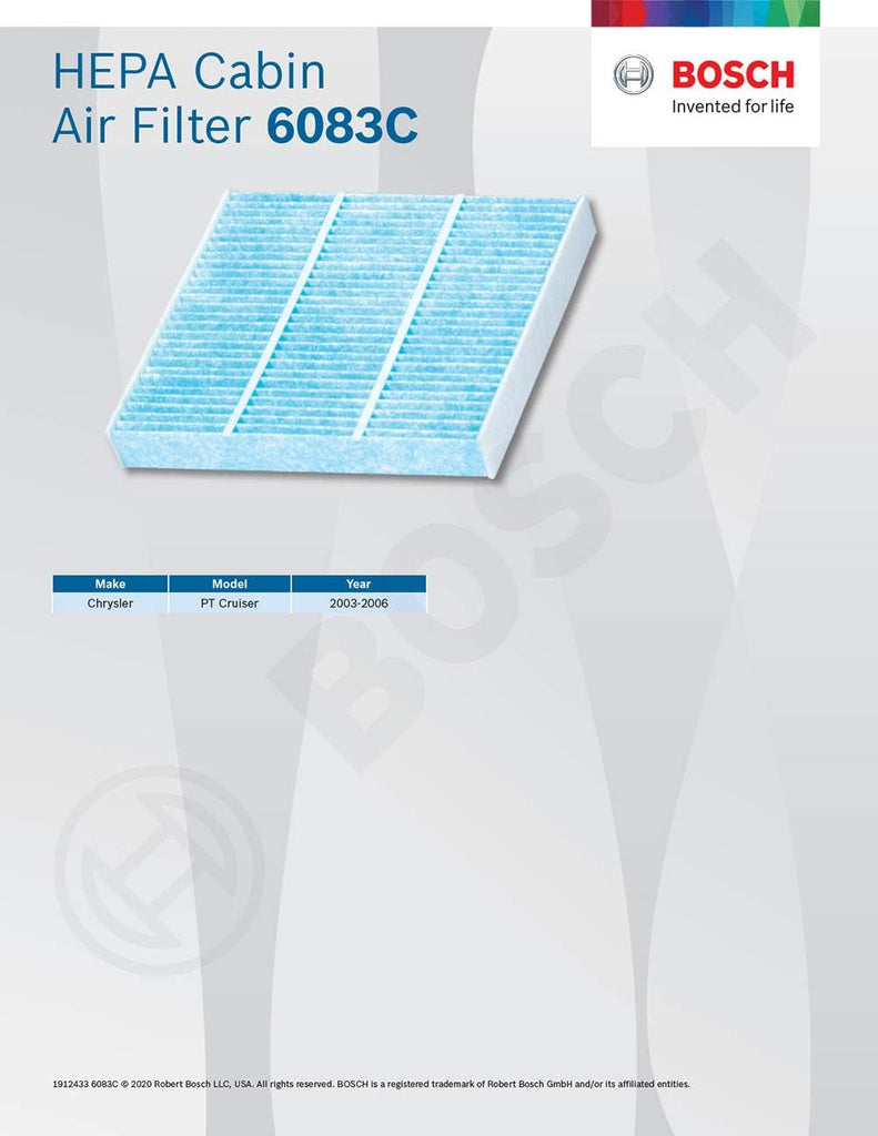 6083C HEPA Cabin Air Filter - Compatible with Select Chrysler PT Cruiser