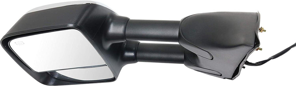 Driver Side Mirror Compatible with 2004-2015 Nissan Titan Manual Folding, Heated, with Memory, Chrome, with Blind Spot Glass, Towing, Power Glass, Black Base; Extends 4 Inches - NI1320204