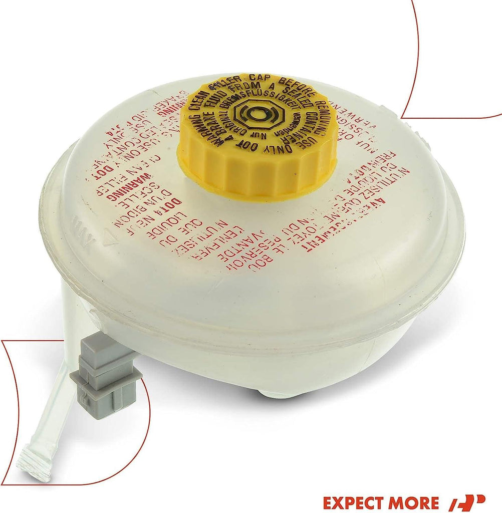 A-Premium Engine Brake Fluid Reservoir [W/Cap & Sensor] Compatible with 80 Quattro 1988-1992, 90 100 200 Quattro 1992-1994, A4 Quattro 1996-2002, A6 Quattro, Cabriolet, S4 & Volkswagen Passat