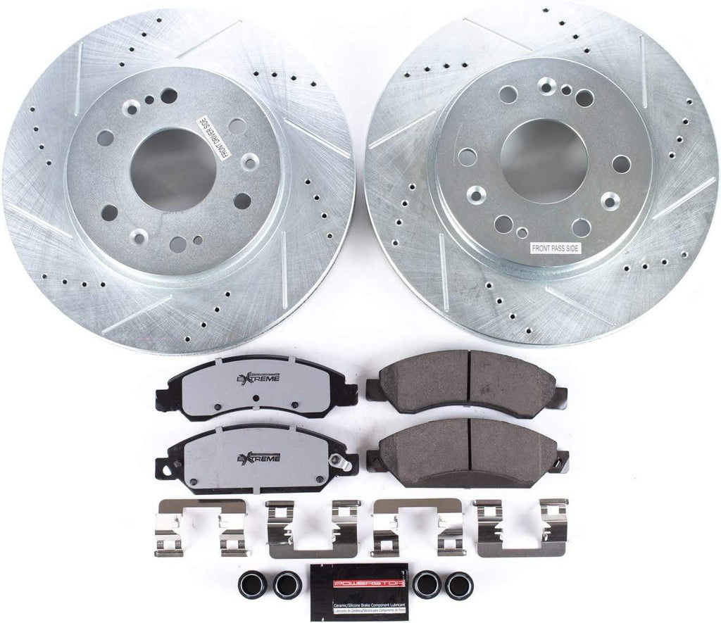 Power Stop K2067-36 Front Z36 Truck & Tow Brake Kit, Carbon Fiber Ceramic Brake Pads and Drilled/Slotted Brake Rotors