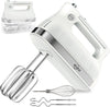 5-Speed​ Electric Hand Mixer with Snap-On Storage Case, Egg Beater, Cake Whisk, 250-Watt-White