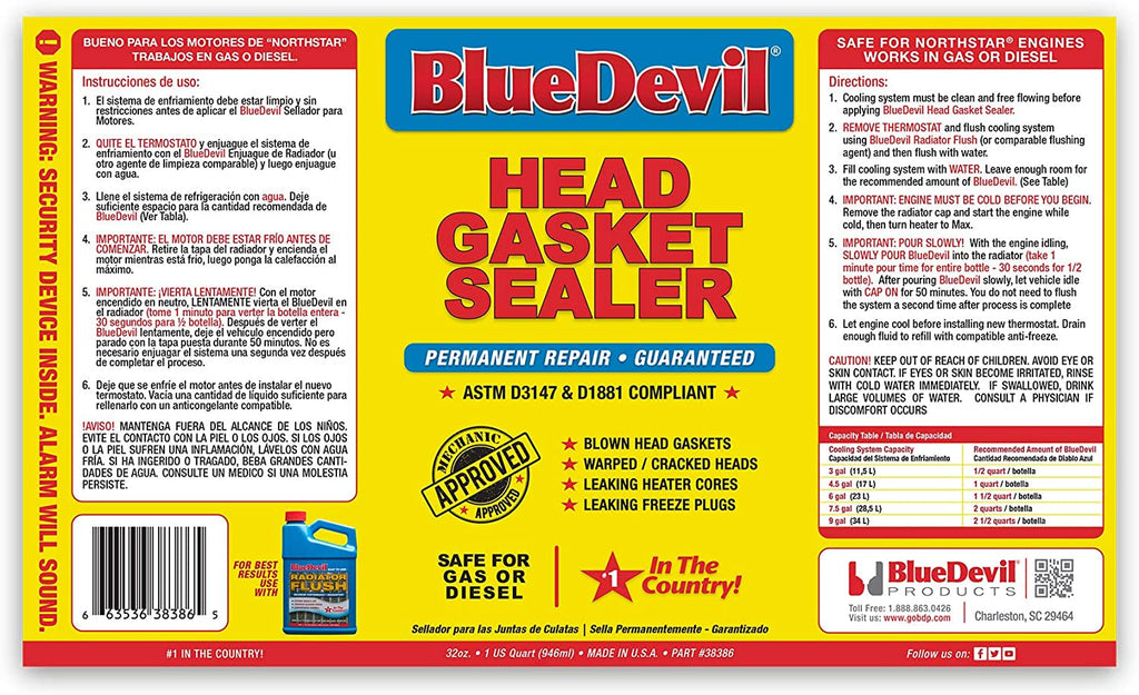 Bluedevil Products 38386 Head Gasket Sealer - 1 Quart