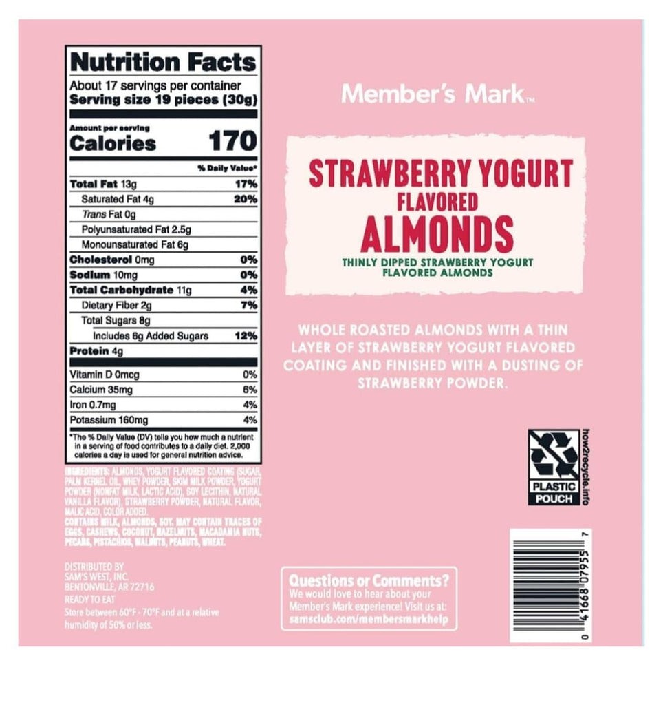 Strawberry Yogurt Almonds, 17.5 oz., 2 Pack Coated Yogurt Nuts with queen of the castle Gift Tag