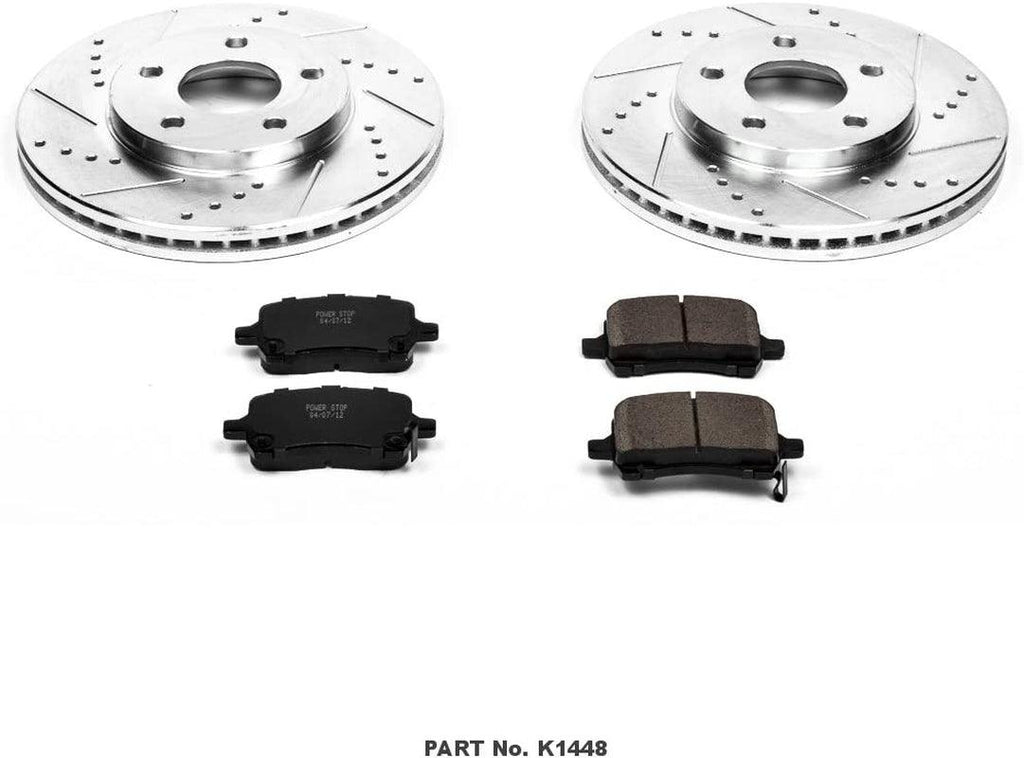 K1448 Front Z23 Carbon Fiber Brake Pads with Drilled & Slotted Brake Rotors Kit