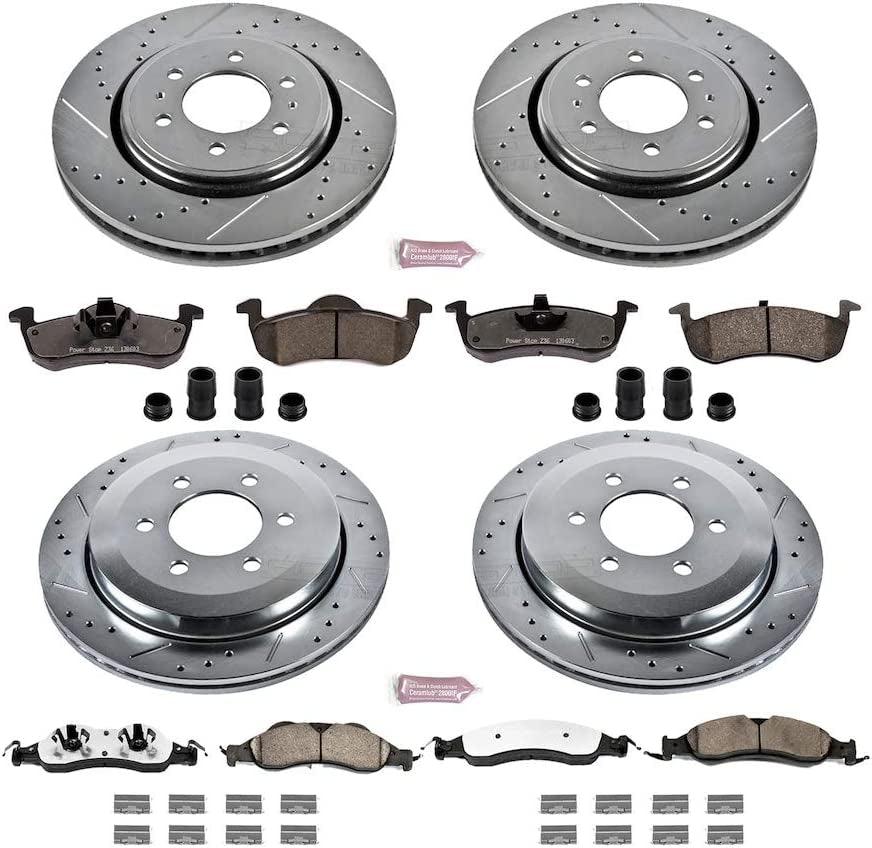 K4109-36 Front and Rear Z36 Truck & Tow Brake Kit, Carbon Fiber Ceramic Brake Pads and Drilled/Slotted Brake Rotors