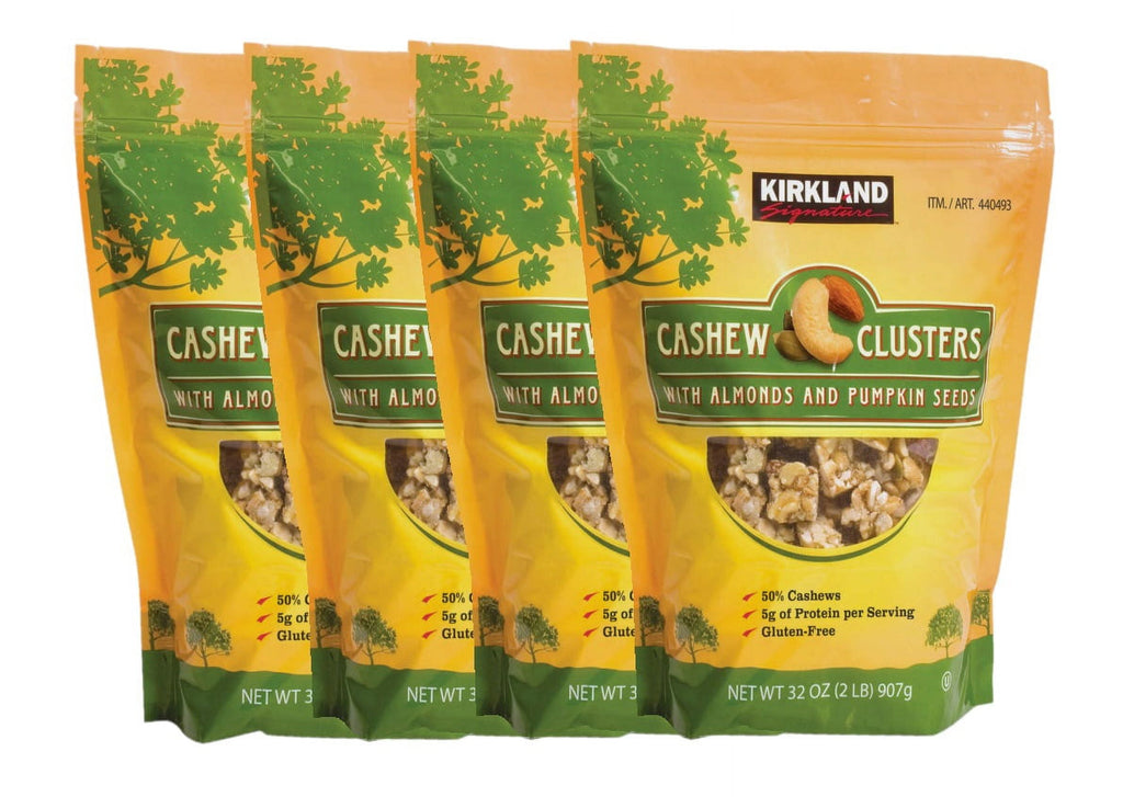 4 Pack | Kirkland Signature Cashew Clusters with Almonds and Pumpkin Seeds, 2 lb Bag