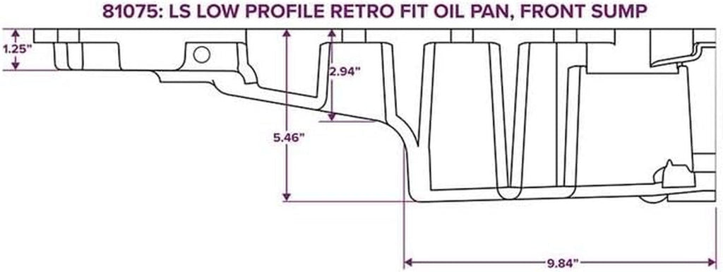 TSP 81075 Retro-Fit LSX Aluminum Rear Sump Oil Pan W/Added Clearance, Aluminum, Natural