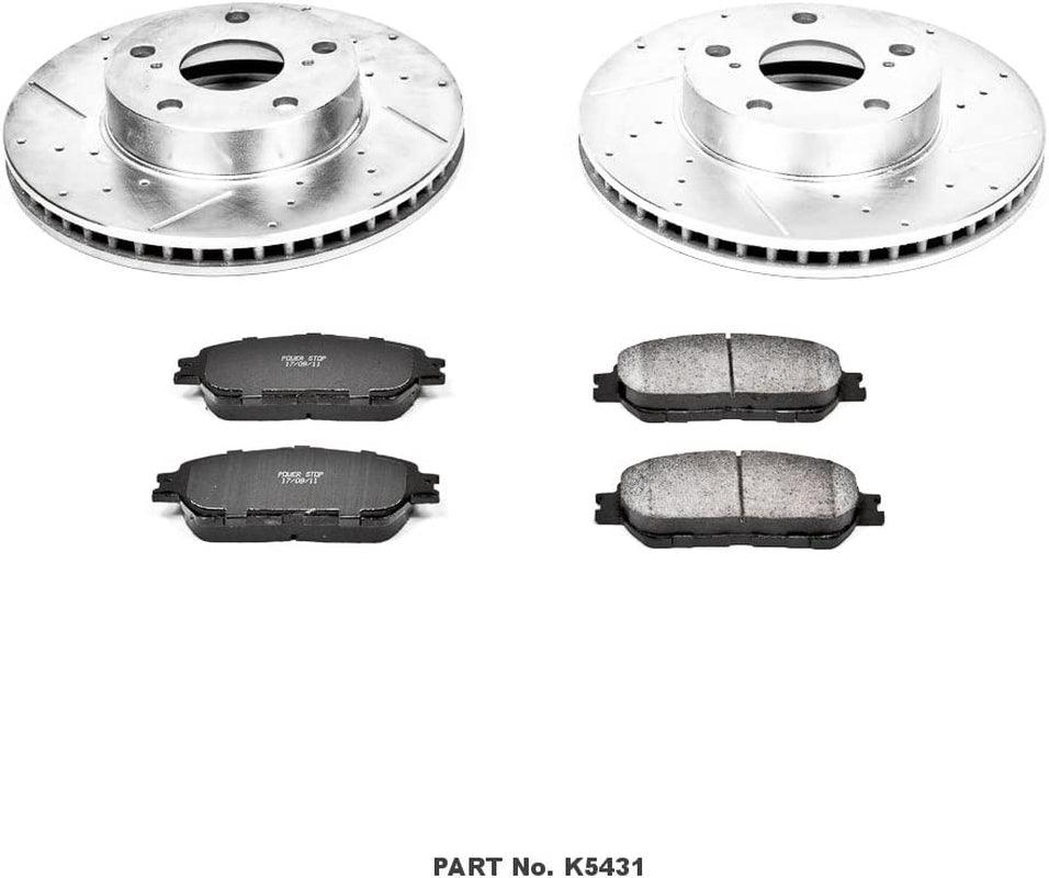 K5431 Front Z23 Carbon Fiber Brake Pads with Drilled & Slotted Brake Rotors Kit