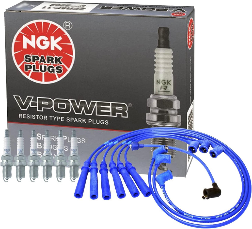 NGK Wire & 6 V-Power Spark Plugs Kit for Toyota Pickup 3.0 V6 1988-1988