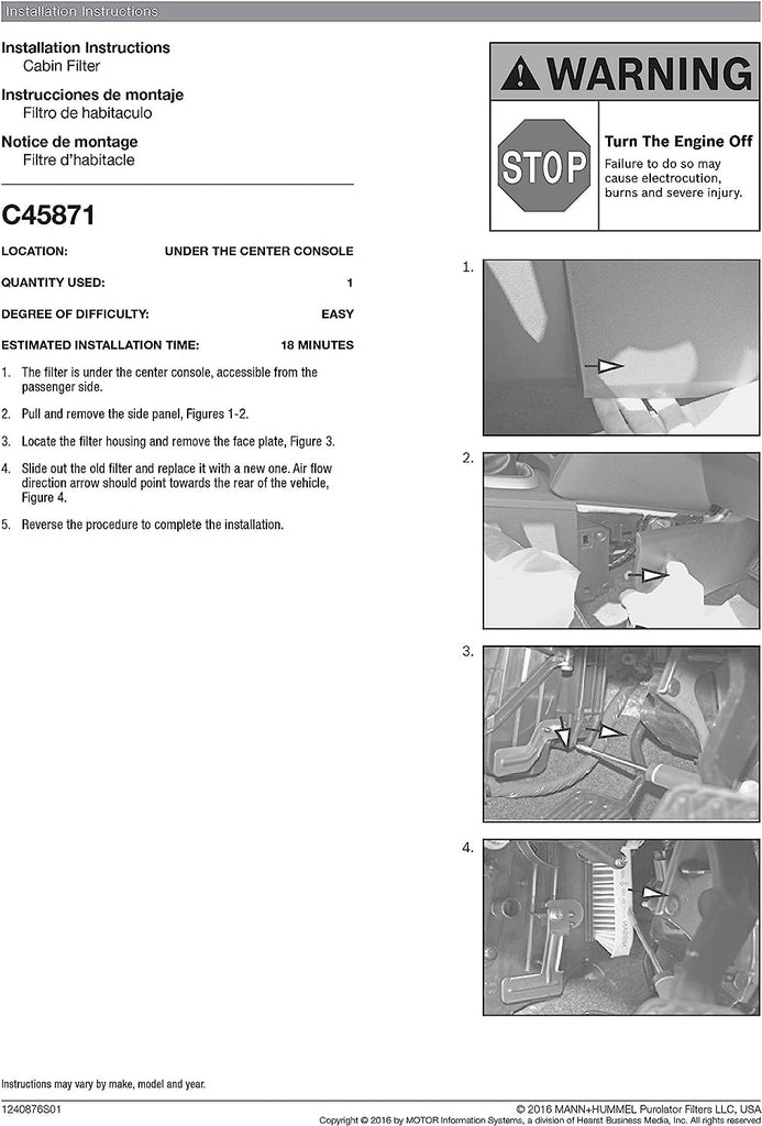C45871 one Advanced Cabin Air Filter Compatible with Select Nissan Vehicles