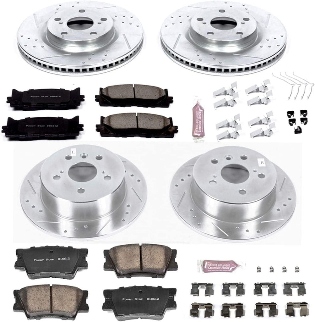Front and Rear K6480 Carbon-Fiber Ceramic Brake Pad and Drilled and Slotted Rotor Z23 Daily Driver Kit