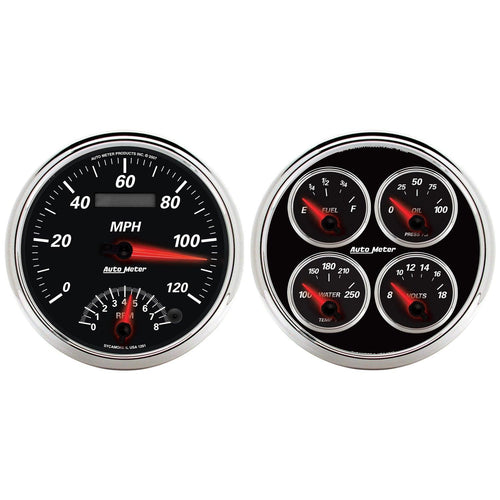 2 PC. GAUGE KIT 5 in. QUAD & SPEEDOMETER 240-33 O DESIGNER BLACK II - greatparts