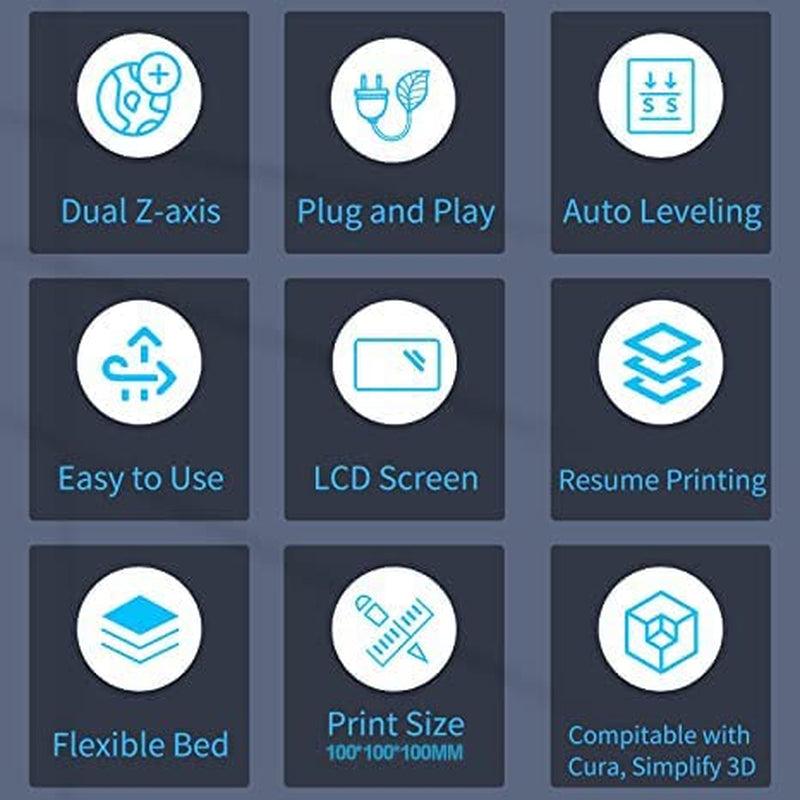 Tina2 3D Printers, Fully Assembled and Auto Leveling Mini 3D Printers for Kids and Beginners, Removable Plateform, Small Enclosed FDM 3D Printers for Home Use, Build Volume 3.9X4.7X3.9 Inch