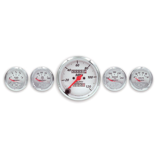 5 PC. GAUGE KIT 3-1/8 in. & 2-1/16 in. MECH. SPEEDO. CHEVROLET HERITAGE BOWTIE - greatparts