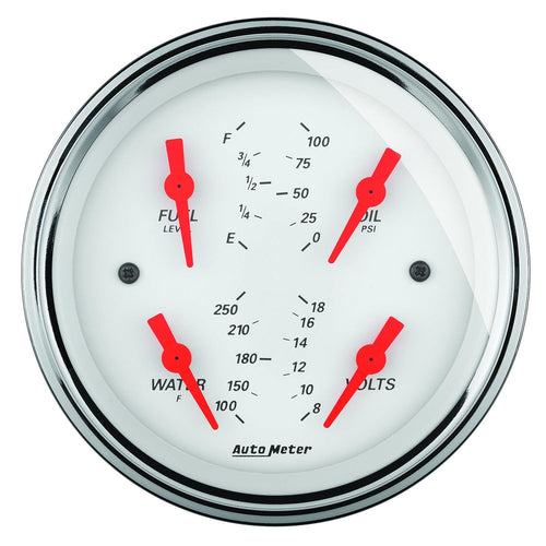 5 in. QUAD GAUGE 100 PSI/100-250 Fahrenheit/8-18V/0-90 O ARCTIC WHITE - greatparts