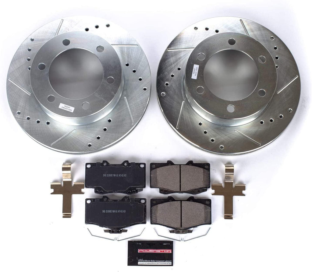 Front K1233 Carbon-Fiber Ceramic Brake Pad and Drilled and Slotted Rotor Z23 Daily Driver Kit