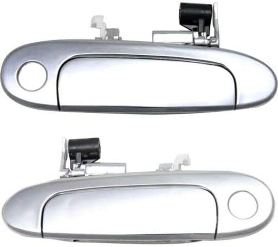 Exterior Door Handles Set of 2 Front Left and Right Side Plastic Chrome W/Keyhole Compatible with Toyota Echo