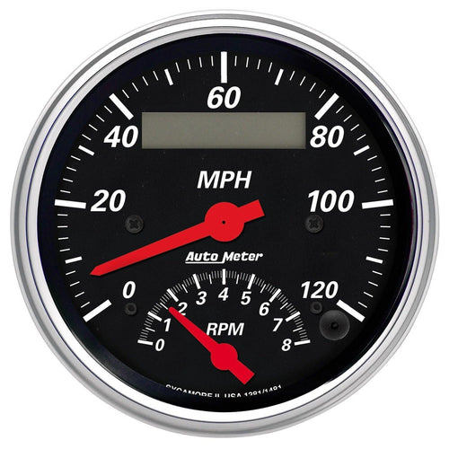 3-3/8 in. TACHOMETER/SPEEDOMETER COMBO 8K RPM/120 MPH DESIGNER BLACK - greatparts