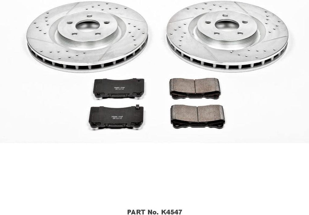 K4547 Front Z23 Carbon Fiber Brake Pads with Drilled & Slotted Brake Rotors Kit
