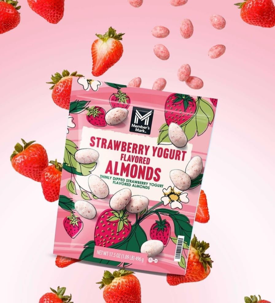 Strawberry Yogurt Almonds, 17.5 oz., 2 Pack Coated Yogurt Nuts with queen of the castle Gift Tag
