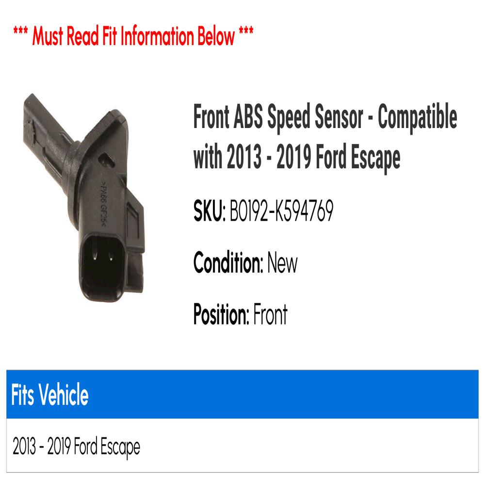 Front ABS Speed Sensor - Compatible with 2013 - 2019 Ford Escape 2014 2015 2016 2017 2018