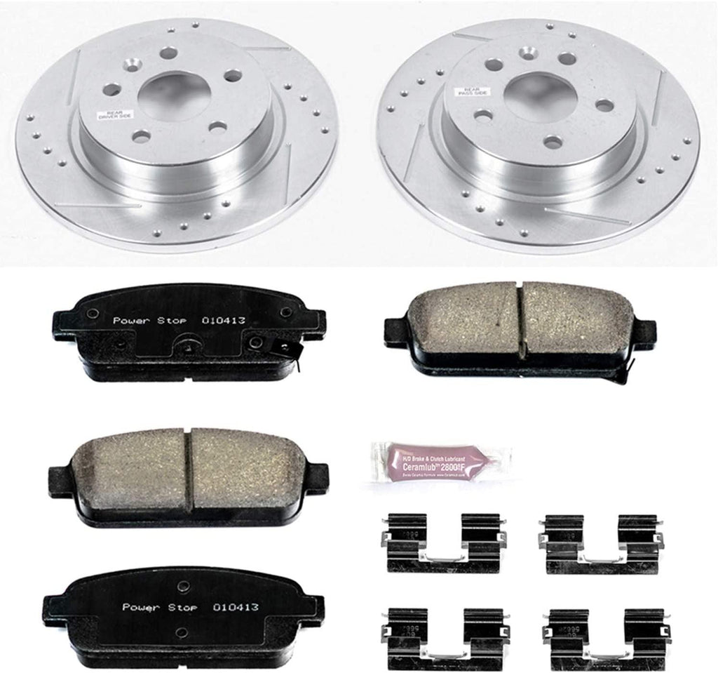 K5544 Rear Z23 Carbon Fiber Brake Pads with Drilled & Slotted Brake Rotors Kit