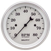3-3/8 in. IN-DASH TACHOMETER 0-8000 RPM OLD-TYME WHITE - greatparts