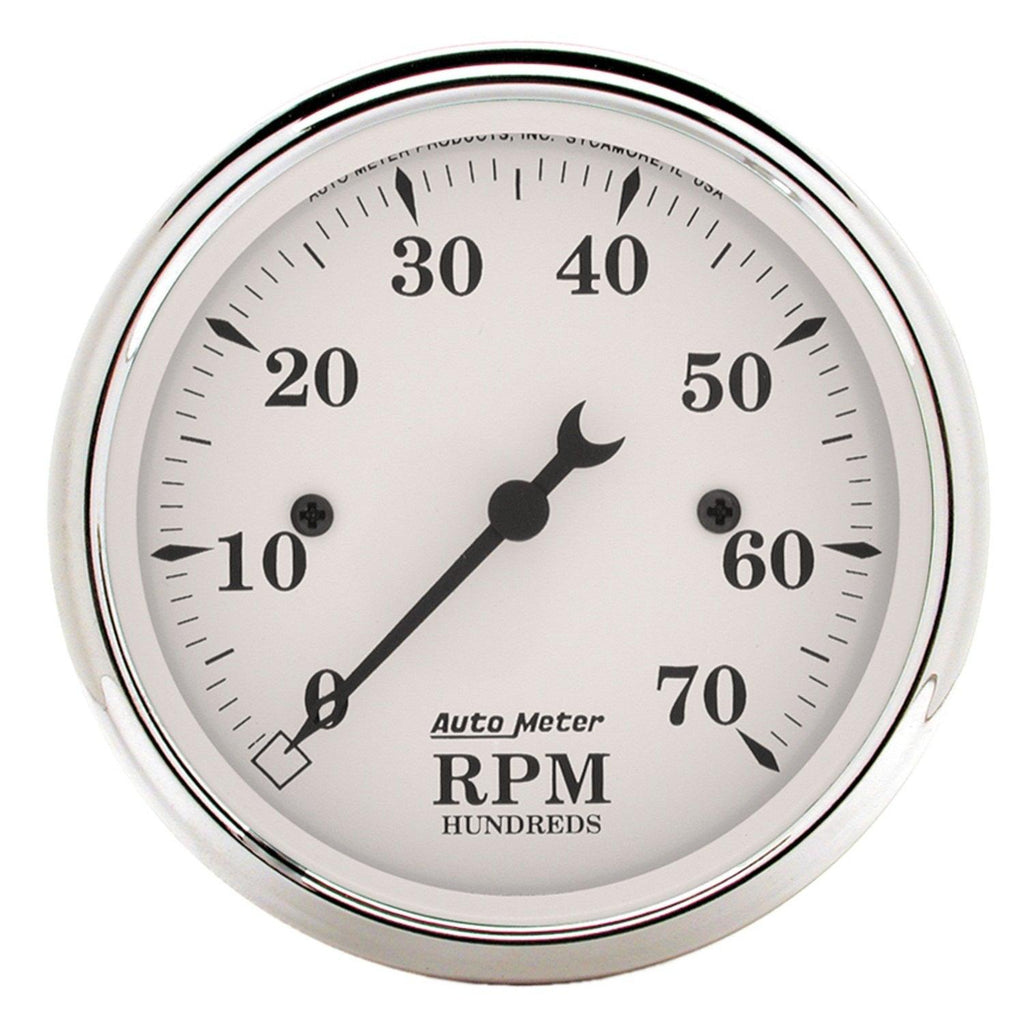 3-1/8 in. IN-DASH TACHOMETER 0-7000 RPM OLD-TYME WHITE - greatparts