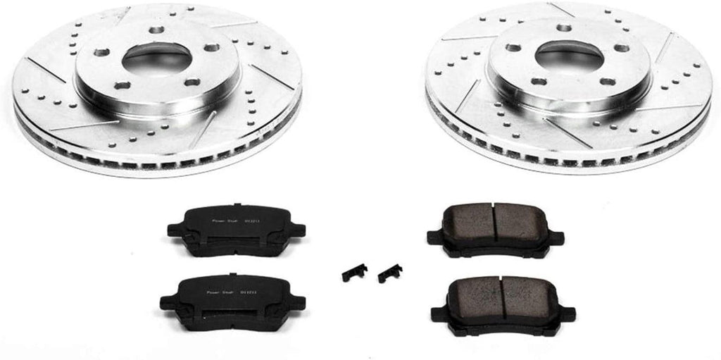 K3116 Front Z23 Carbon Fiber Brake Pads with Drilled & Slotted Brake Rotors Kit