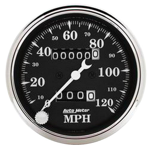 3-1/8 in. SPEEDOMETER 0-120 MPH OLD TYME BLACK - greatparts