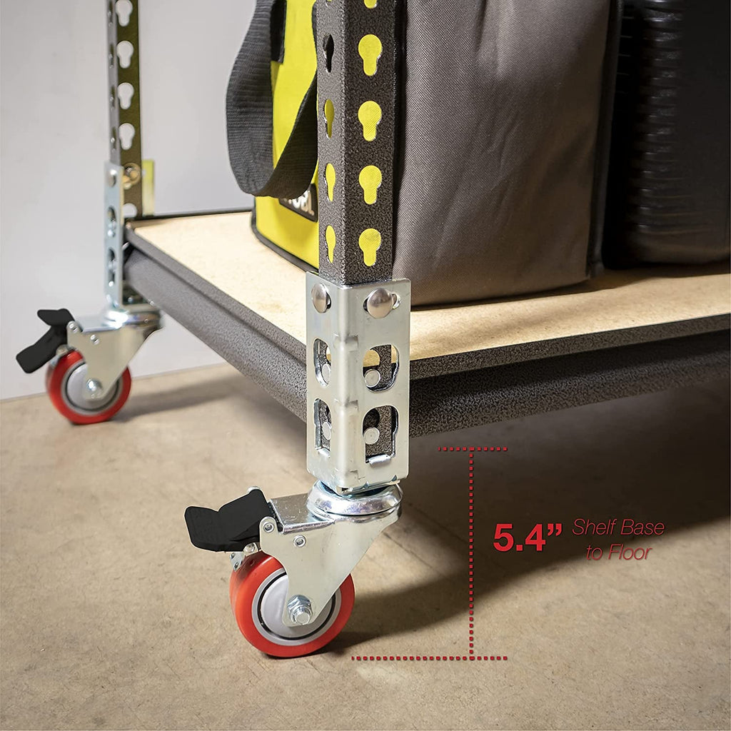 4Pc - Storage Rack Caster Wheels (Adapts to Boltless Self Locking Shelving Racks) (3" (500 Max Total Capacity))