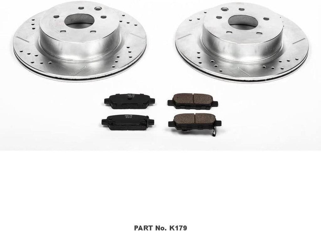 K179 Rear Z23 Carbon Fiber Brake Pads with Drilled & Slotted Brake Rotors Kit