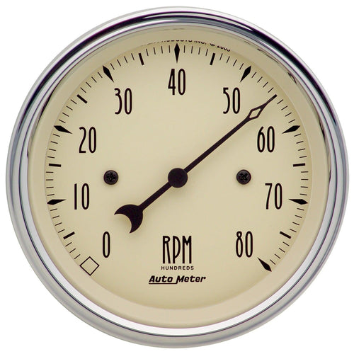 3-3/8 in. IN-DASH TACHOMETER 0-8000 RPM ANTIQUE BEIGE - greatparts