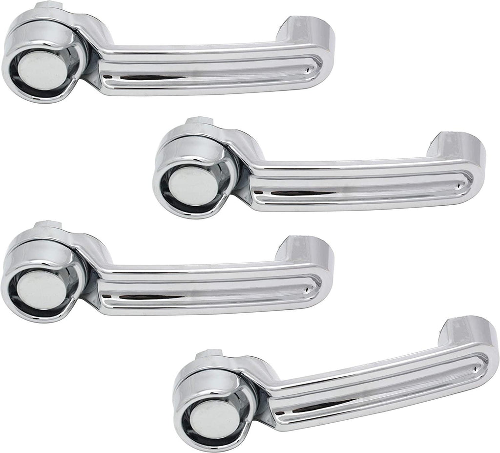 Front and Rear Exterior Door Handle Compatible with 2007-2017 Jeep Wrangler (JK) and 2008-2012 Jeep Liberty and 2007-2011 Dodge Nitro All Chrome Plastic Set of 4 Driver and Passenger Side